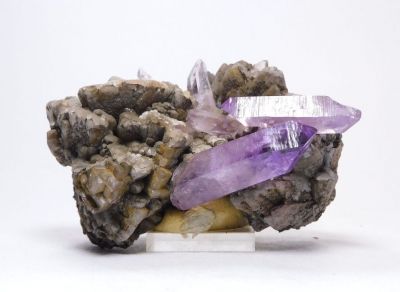 Ametyst, kalcit - Piedra Parada, Veracruz, Mexiko